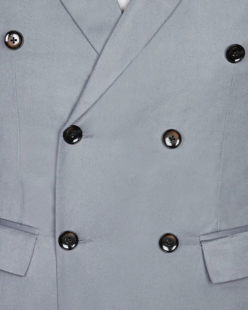 Light Grey Wool Blend Double Breasted Blazer 4
