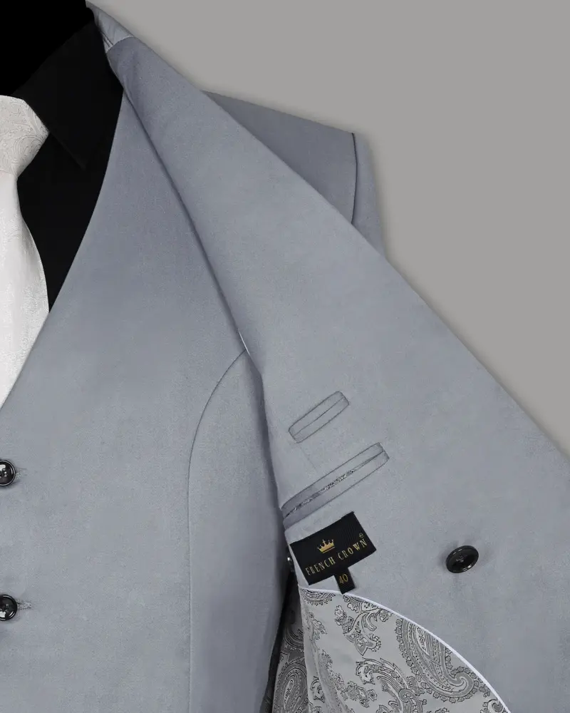 Light Grey Wool Blend Double Breasted Blazer 7