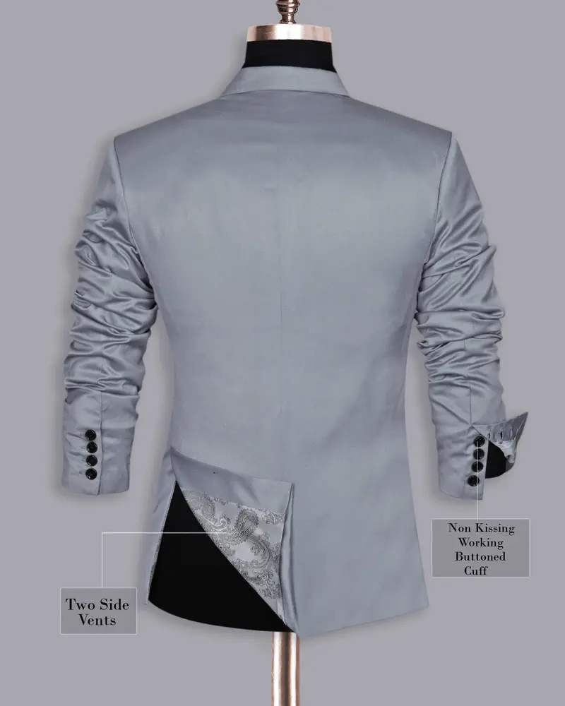 Light Grey Wool Blend Double Breasted Blazer 9