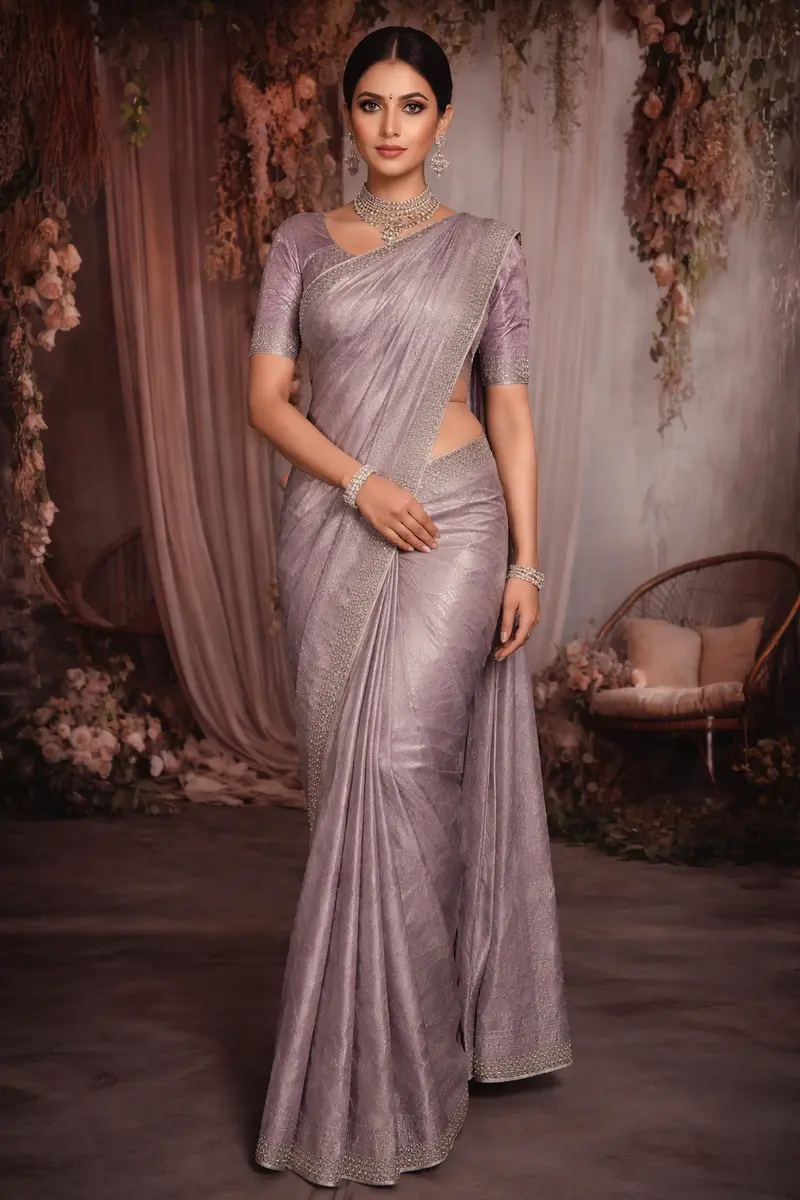 Light Lavender Geometric Zari Woven Design Pure Banarasi Silk Saree With Designer Border 1