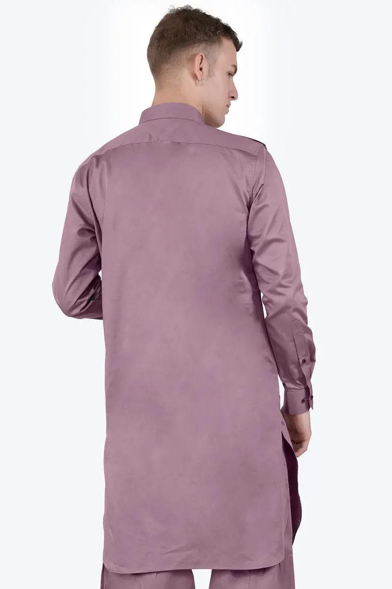 Light Mauave Purple Subtle Sheen Super Soft Premium Cotton Pathani Kurta 7