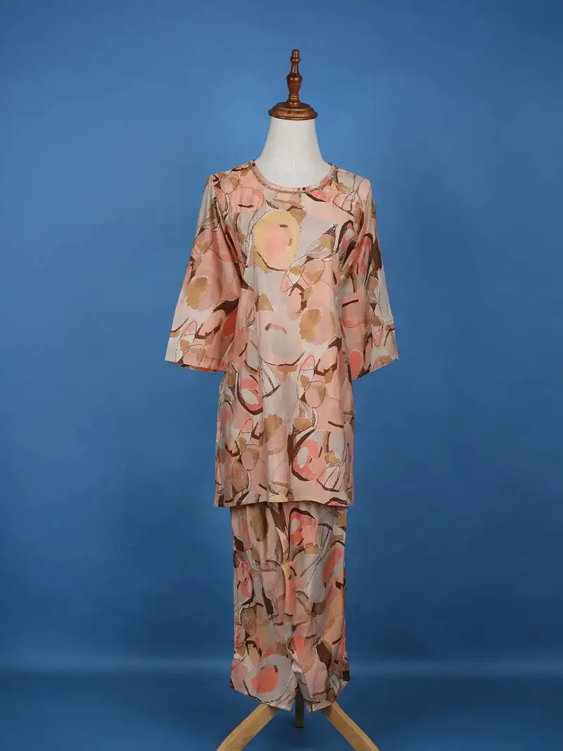 Light Peach Abstract Designed Cotton Salwar Suit 1