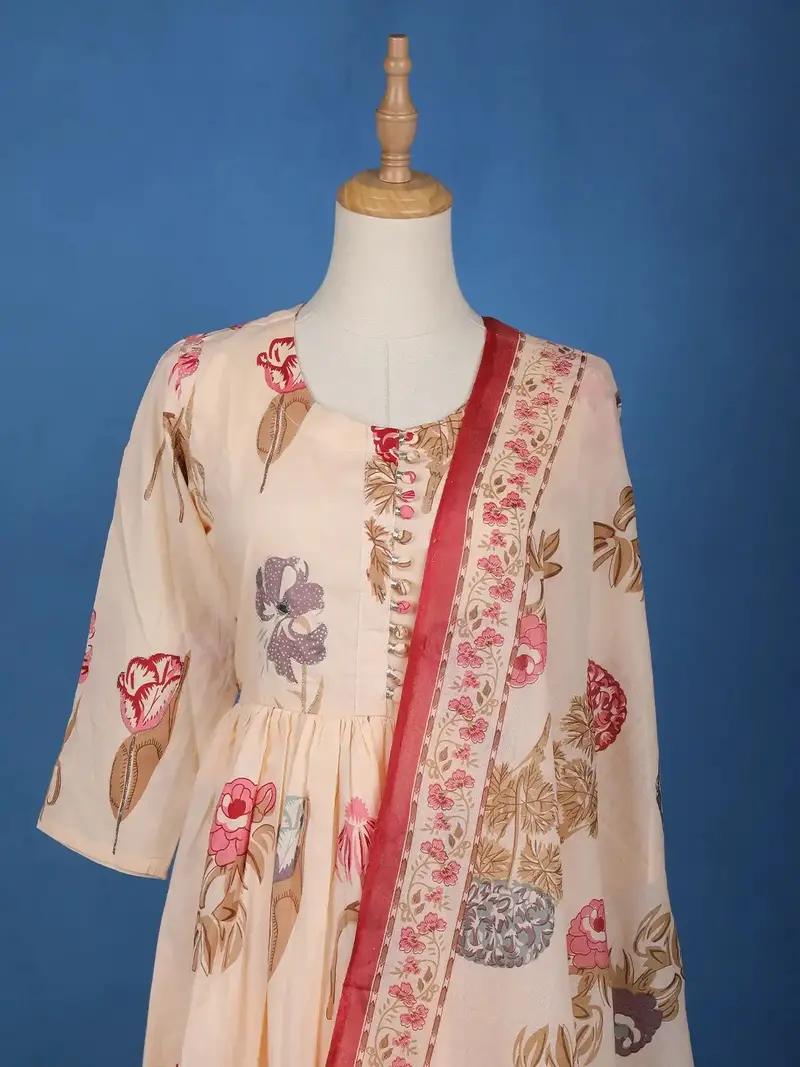 Light Peach Floral Designed Cotton Salwar Suit 2