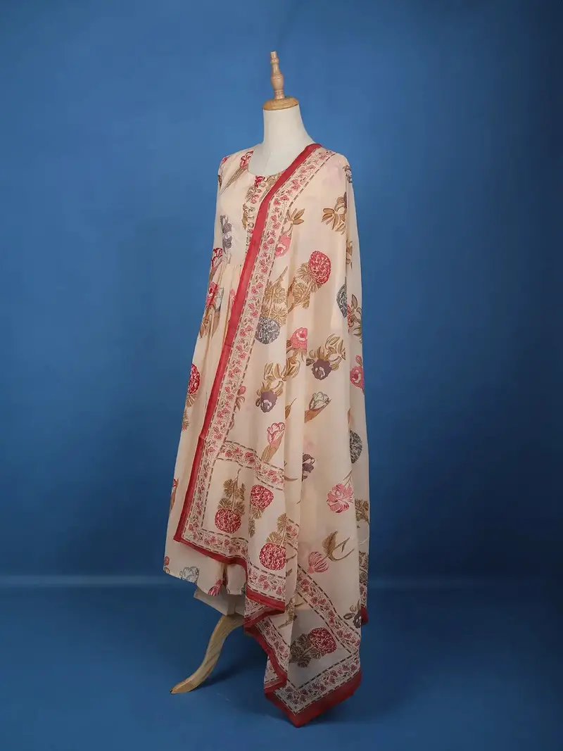 Light Peach Floral Designed Cotton Salwar Suit 3