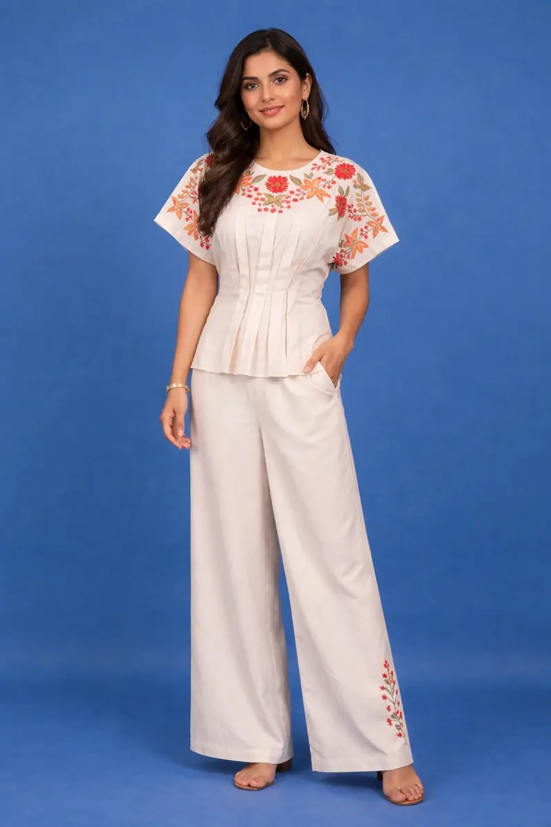 Light Peach Floral Designed Net Salwar Suit 1