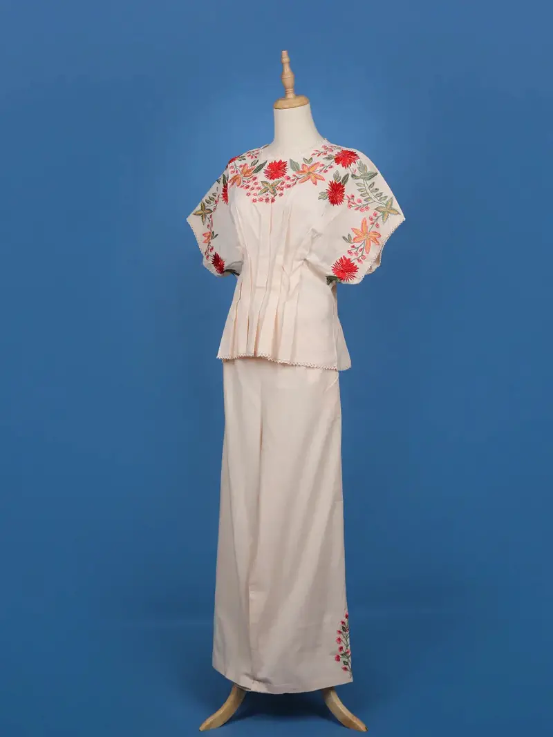 Light Peach Floral Designed Net Salwar Suit 4