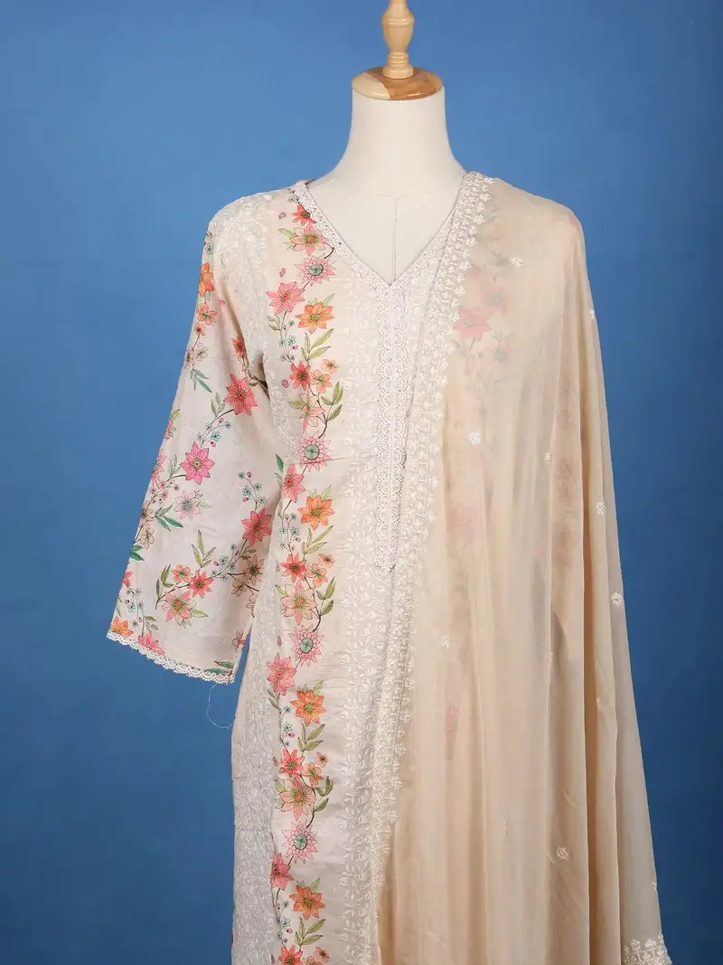 Light Pink Floral Designed Cotton Salwar Suit 2