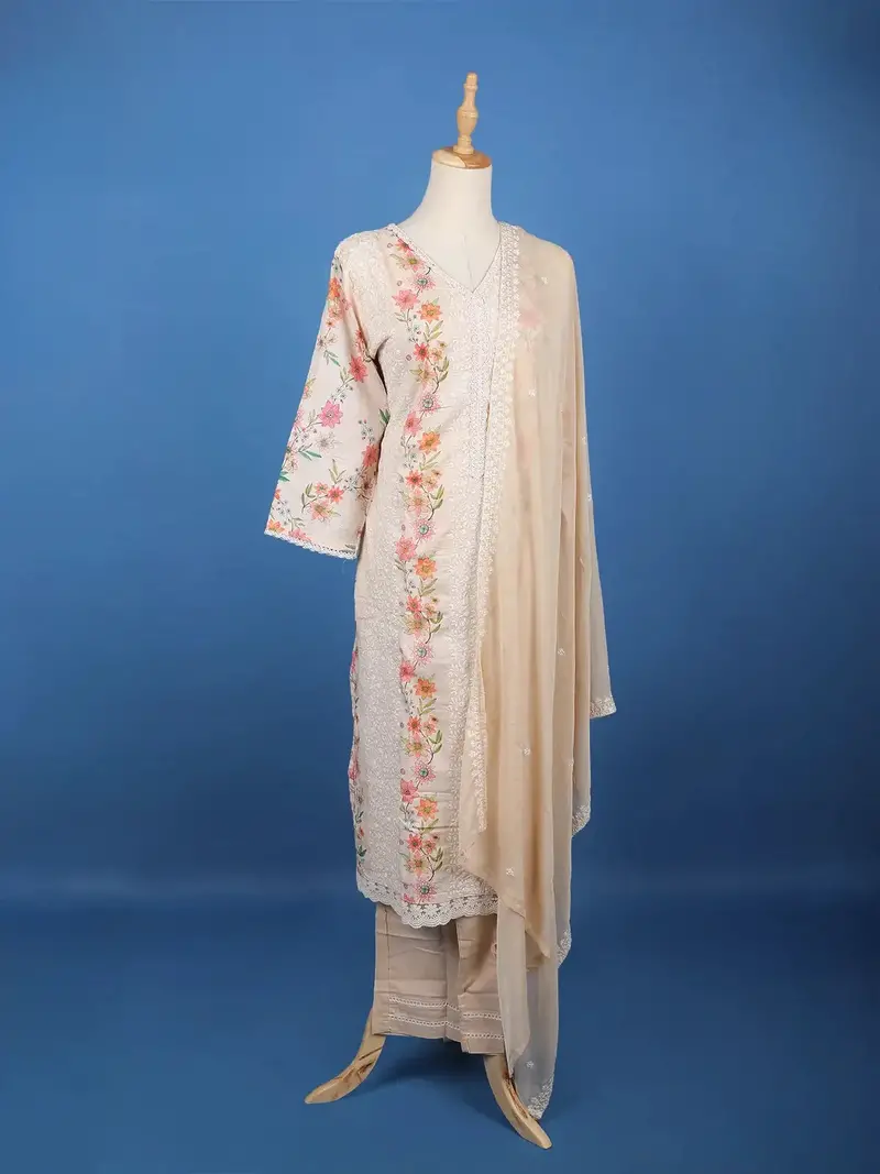 Light Pink Floral Designed Cotton Salwar Suit 3