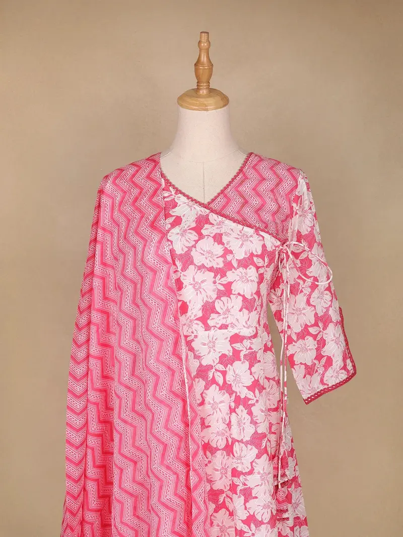 Light Pink Floral Printed Cotton Salwar Suit 2