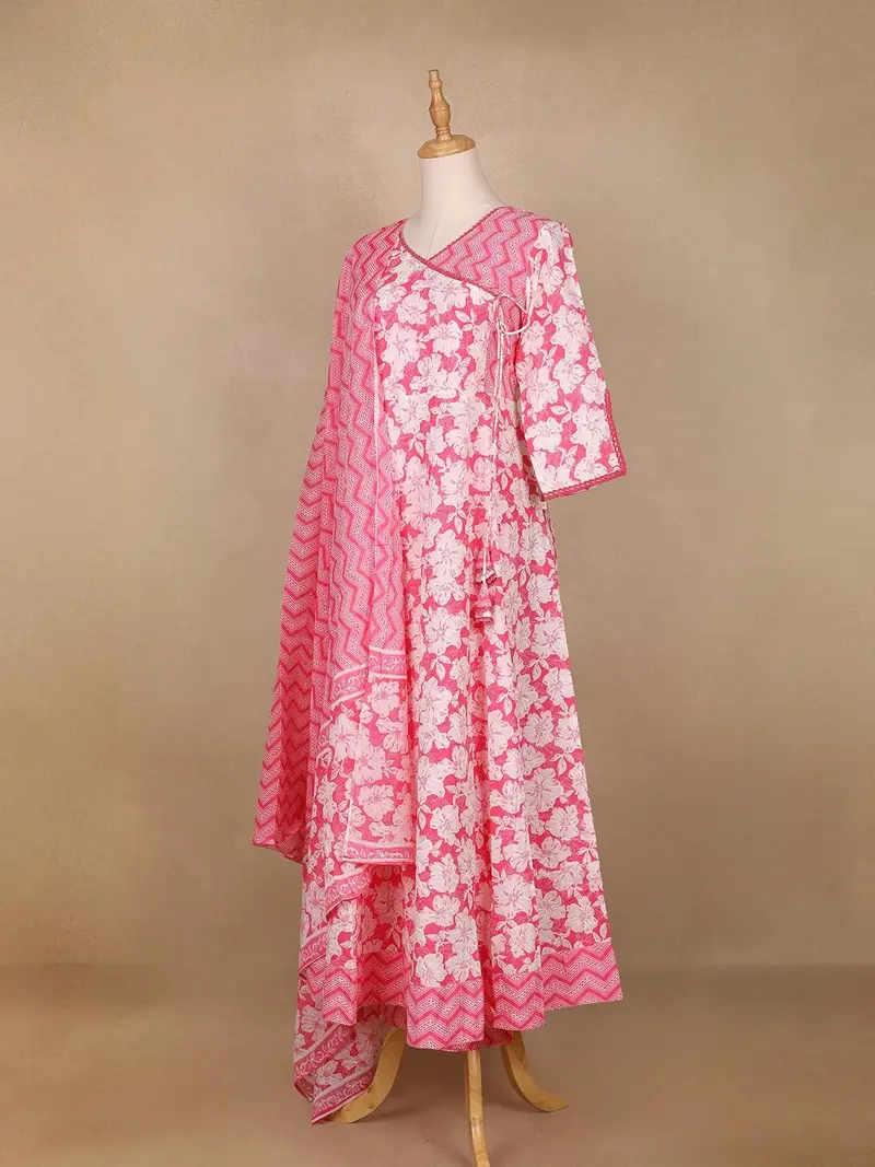 Light Pink Floral Printed Cotton Salwar Suit 3