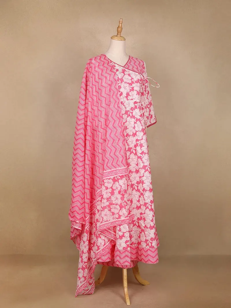 Light Pink Floral Printed Cotton Salwar Suit 4
