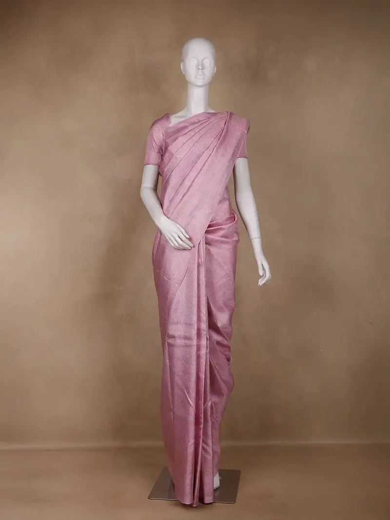 Light Pink Floral Woven Pure Kanchipuram Silk Saree 1