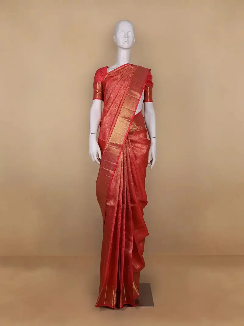 Light Pink Floral Woven Pure Kanchipuram Silk Saree With Zari Border 1