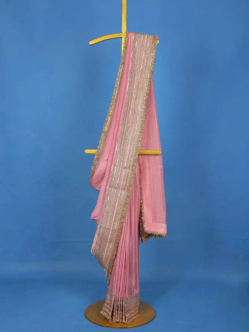 Light Pink Party Wear Tissue Saree 1