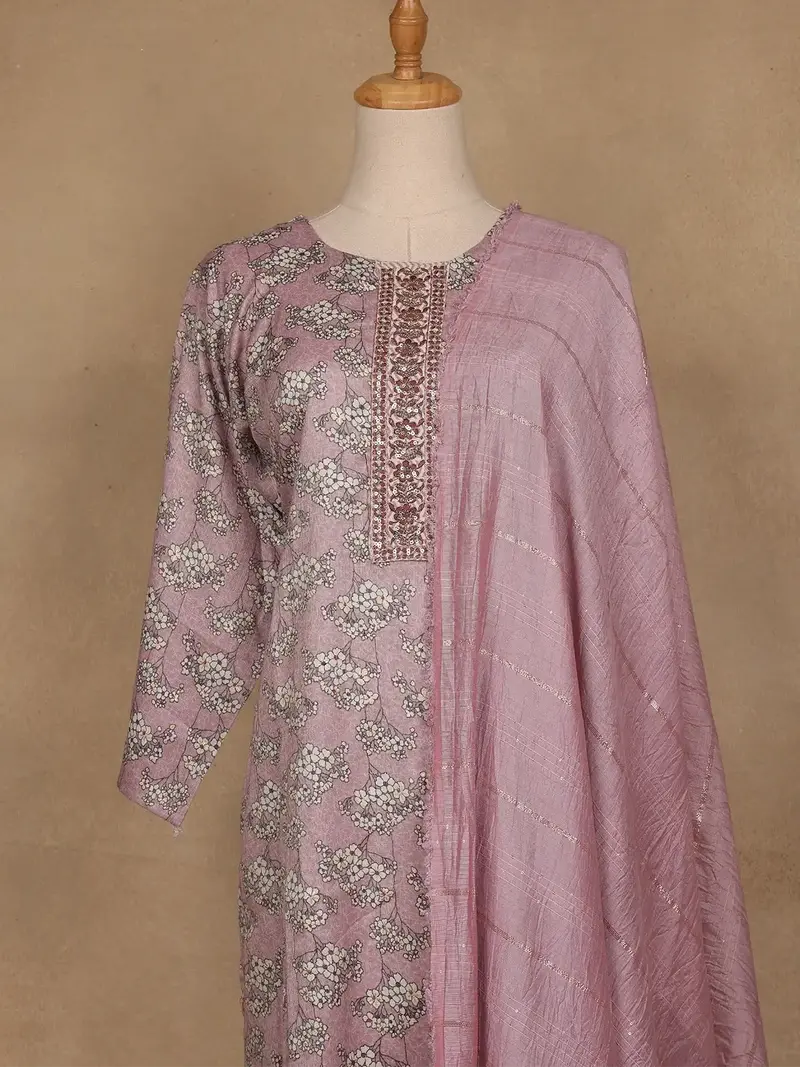 Light Purple Floral Designed Printed Cotton Salwar Suit 2