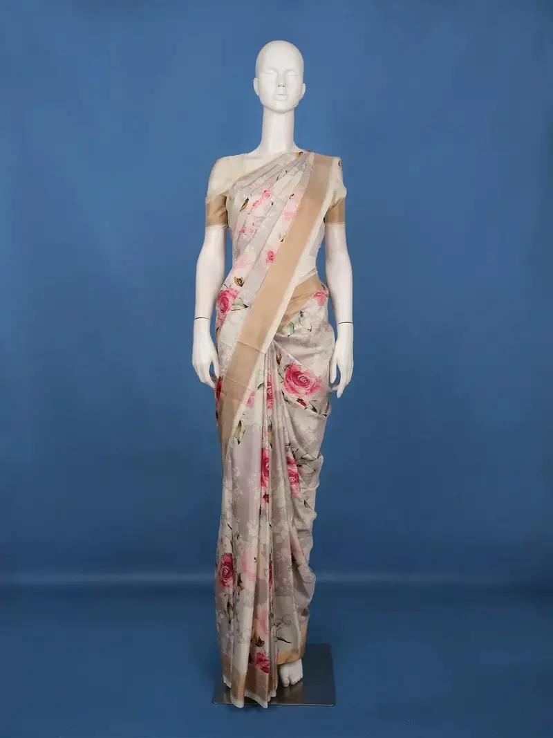 Light Purple Floral Printed Soft Silk Saree 1