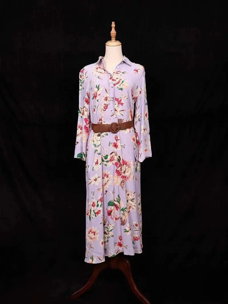 Light Purple Kurti Top Adorned With Floral Design With Waist Belt 1