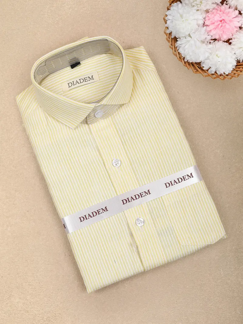 Light Yellow Stripes Design Full Sleeve Cotton Kid's Shirt 1