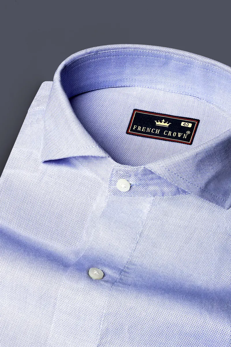Lilac Blue Dobby Textured Premium Giza Cotton Shirt 1