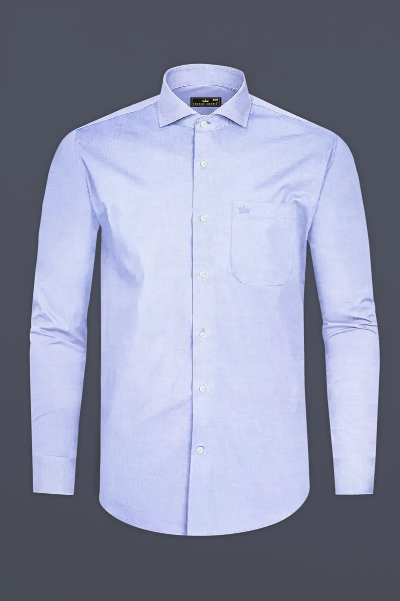 Lilac Blue Dobby Textured Premium Giza Cotton Shirt 4