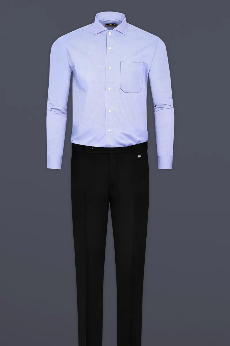 Lilac Blue Dobby Textured Premium Giza Cotton Shirt 6