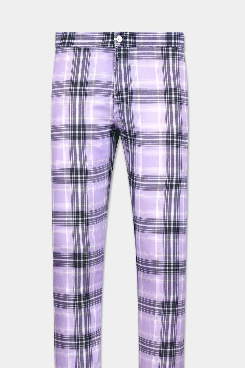Lilac Blue Gravel Gray Plaid Twill Premium Cotton Lounge Pant 2