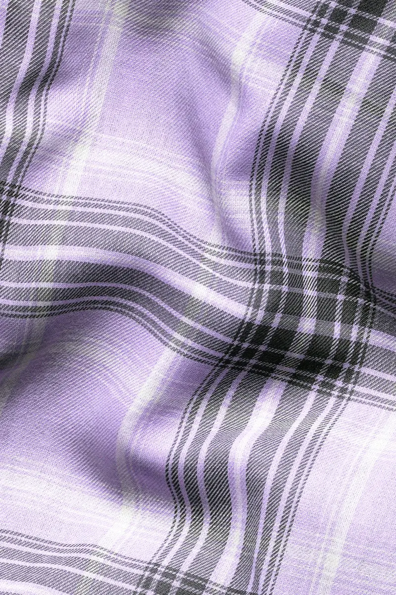 Lilac Blue Gravel Gray Plaid Twill Premium Cotton Lounge Pant 3