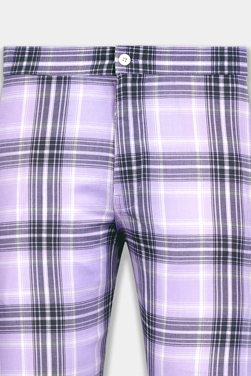 Lilac Blue Gravel Gray Plaid Twill Premium Cotton Lounge Pant 5