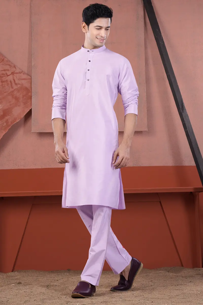 Lilac Lavender Subtle Sheen Viscose Kurta Set 7