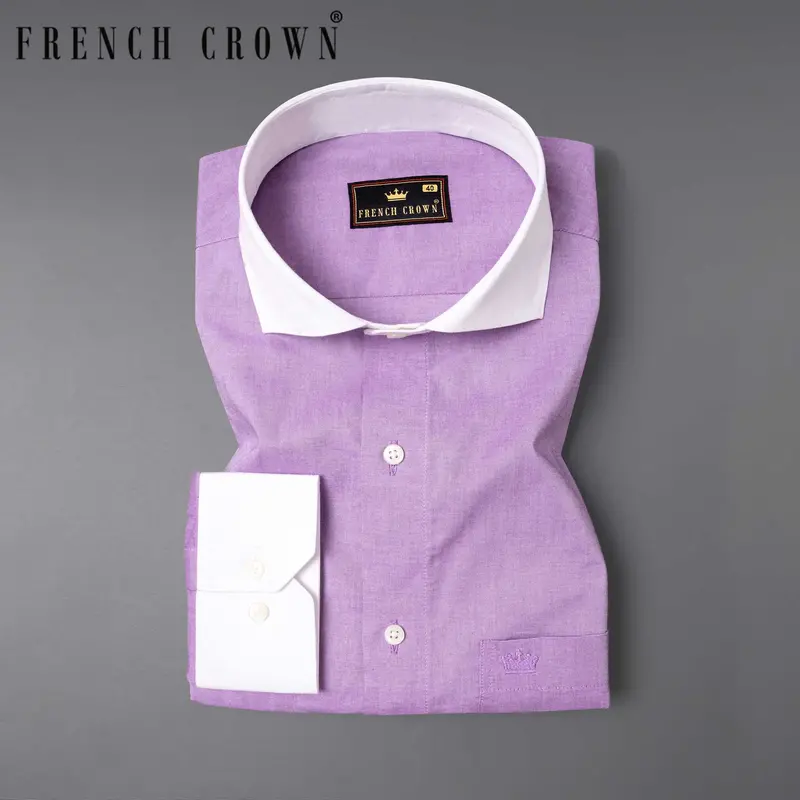 Lilac With White Collar Royal Oxford Shirt 1