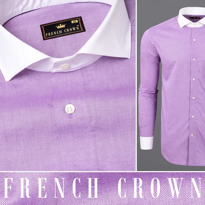 Lilac With White Collar Royal Oxford Shirt 10