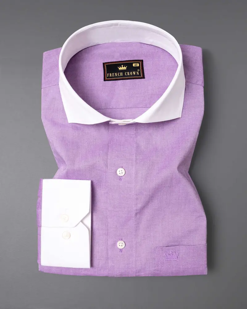 Lilac With White Collar Royal Oxford Shirt 2