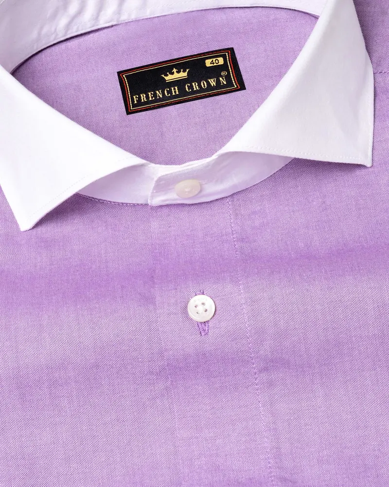 Lilac With White Collar Royal Oxford Shirt 4
