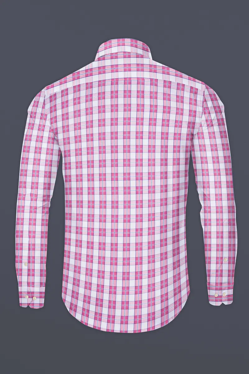 Lily Pink And Bright White Plaid Giza Cotton Shirt 5