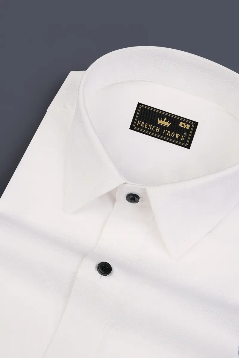 Lily White Dobby Textured Premium Cotton Shirt 1