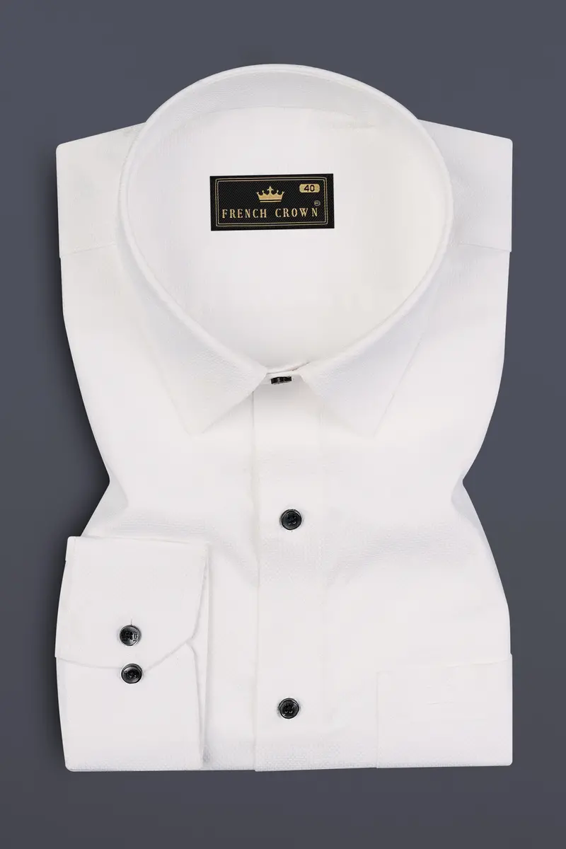 Lily White Dobby Textured Premium Cotton Shirt 3