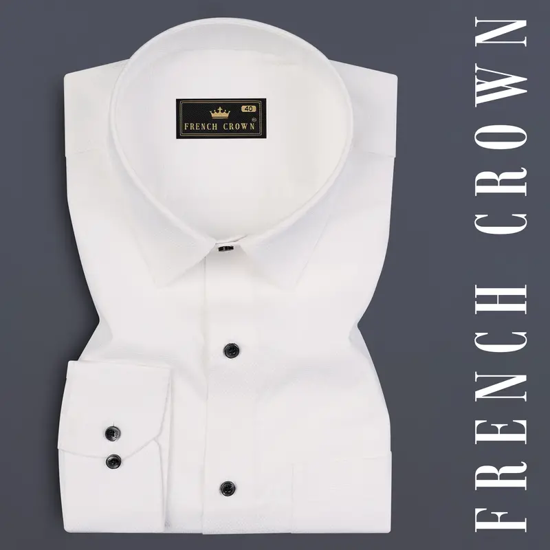Lily White Dobby Textured Premium Cotton Shirt 7