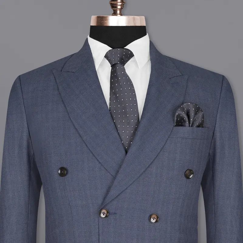 Limed Spruce Blue Double Breasted Blazer 1