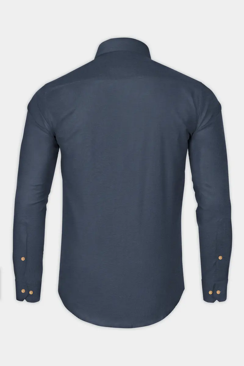 Limed Spruce Blue Luxurious Linen Kurta Shirt 6