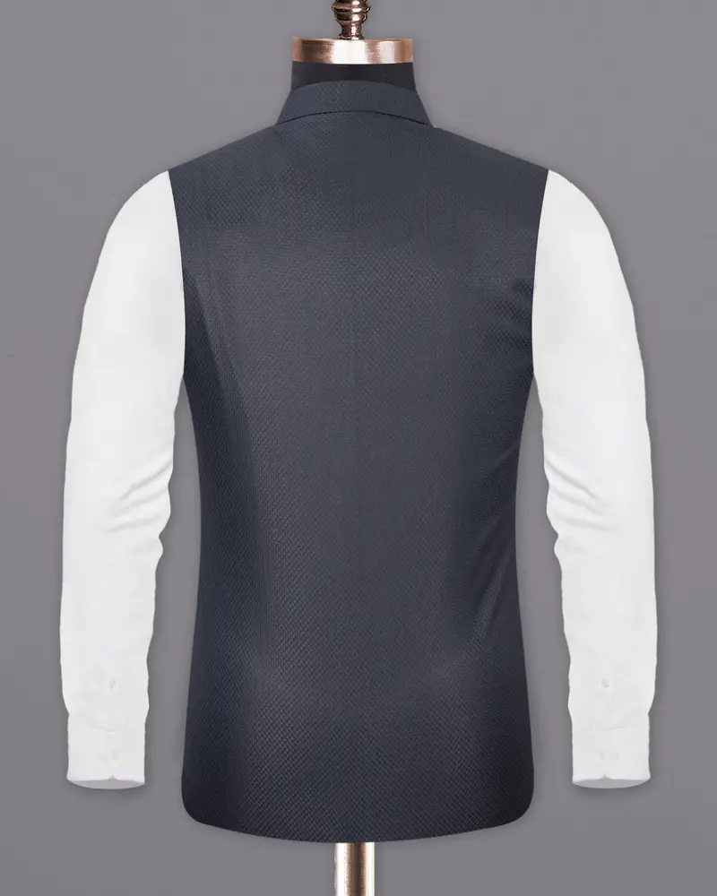 Limed Spruce Geometric Textured Nehru Jacket 6