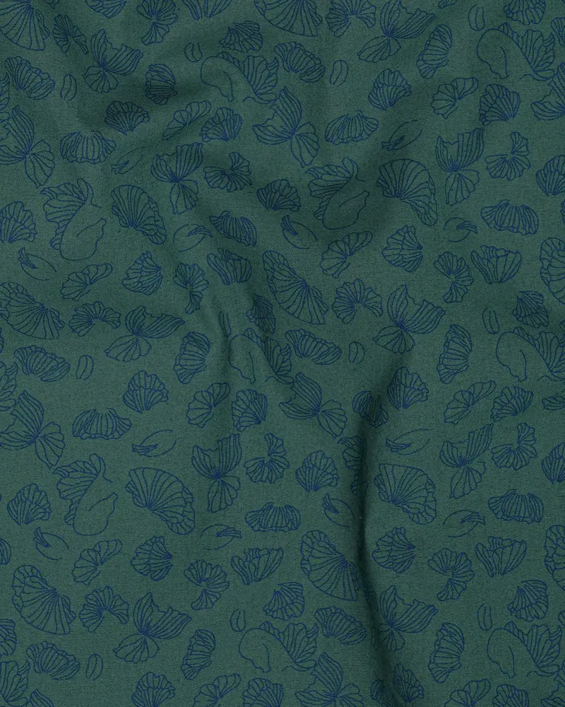 Limed Spruce Sea Green With Floral Printed Premium Cotton Shirt 2