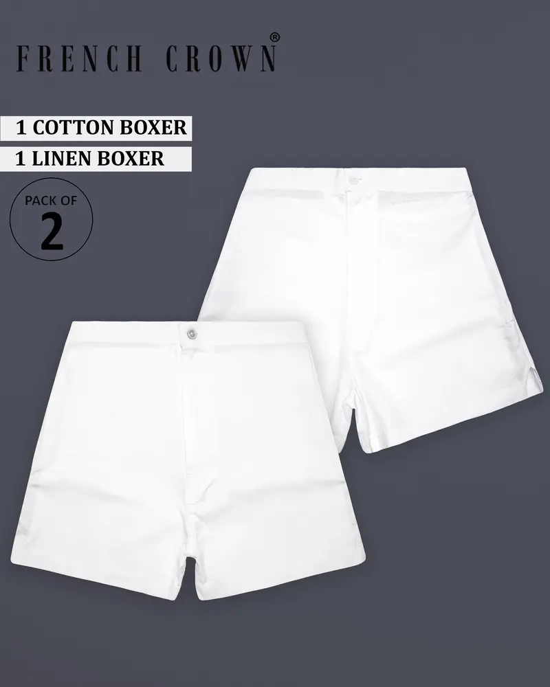 Linique-Bright White Premium Cotton And Bright White Luxurious Linen Boxers 1