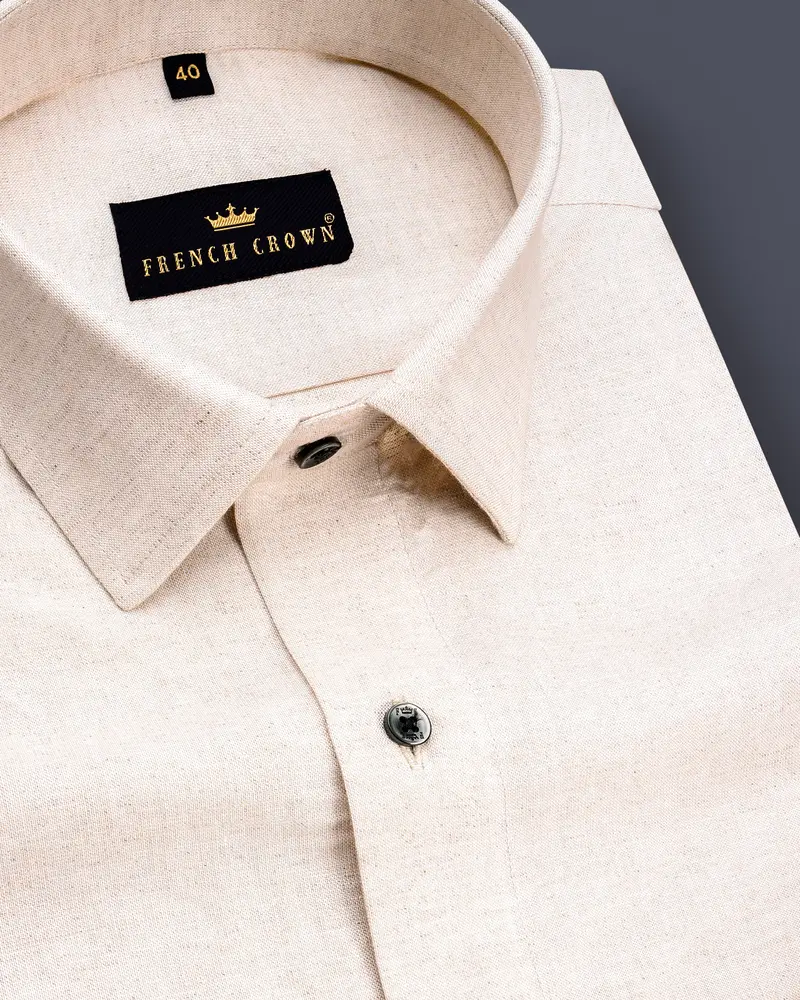 Liora-Swirl Cream Luxurious Linen Dress Shirt 1