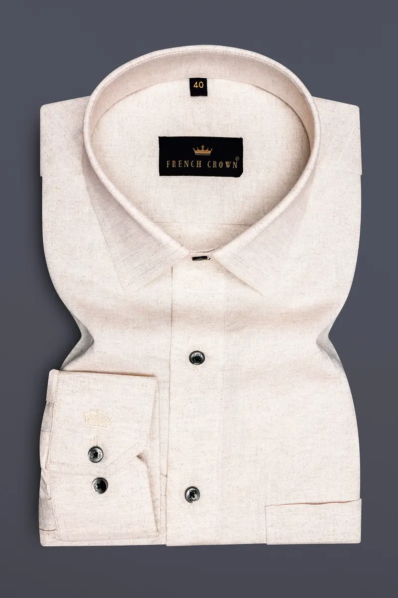 Liora-Swirl Cream Luxurious Linen Dress Shirt 4