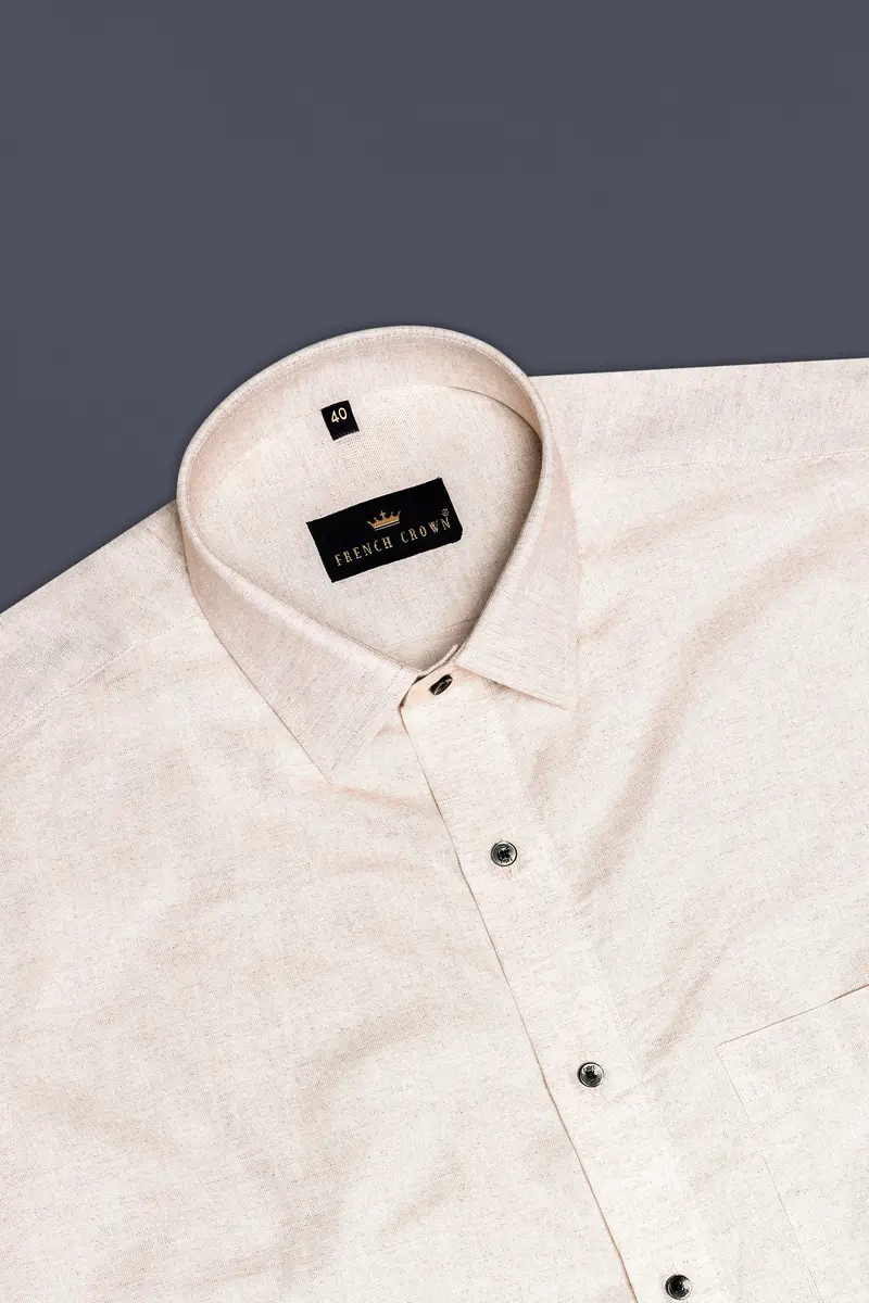 Liora-Swirl Cream Luxurious Linen Dress Shirt 5