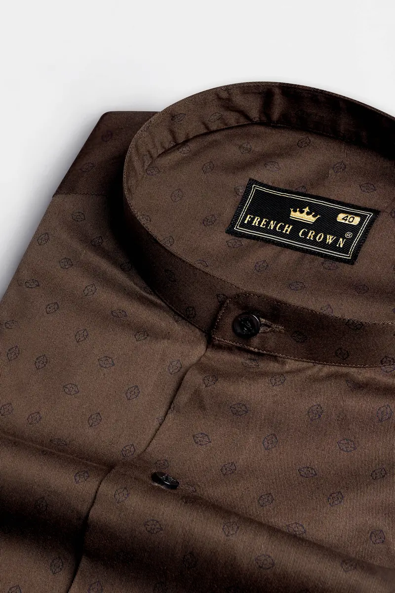 Lisbon Brown Twill Printed Premium Cotton Shirt 2