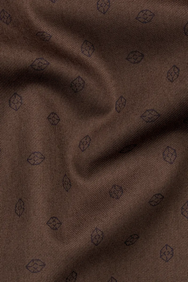 Lisbon Brown Twill Printed Premium Cotton Shirt 3