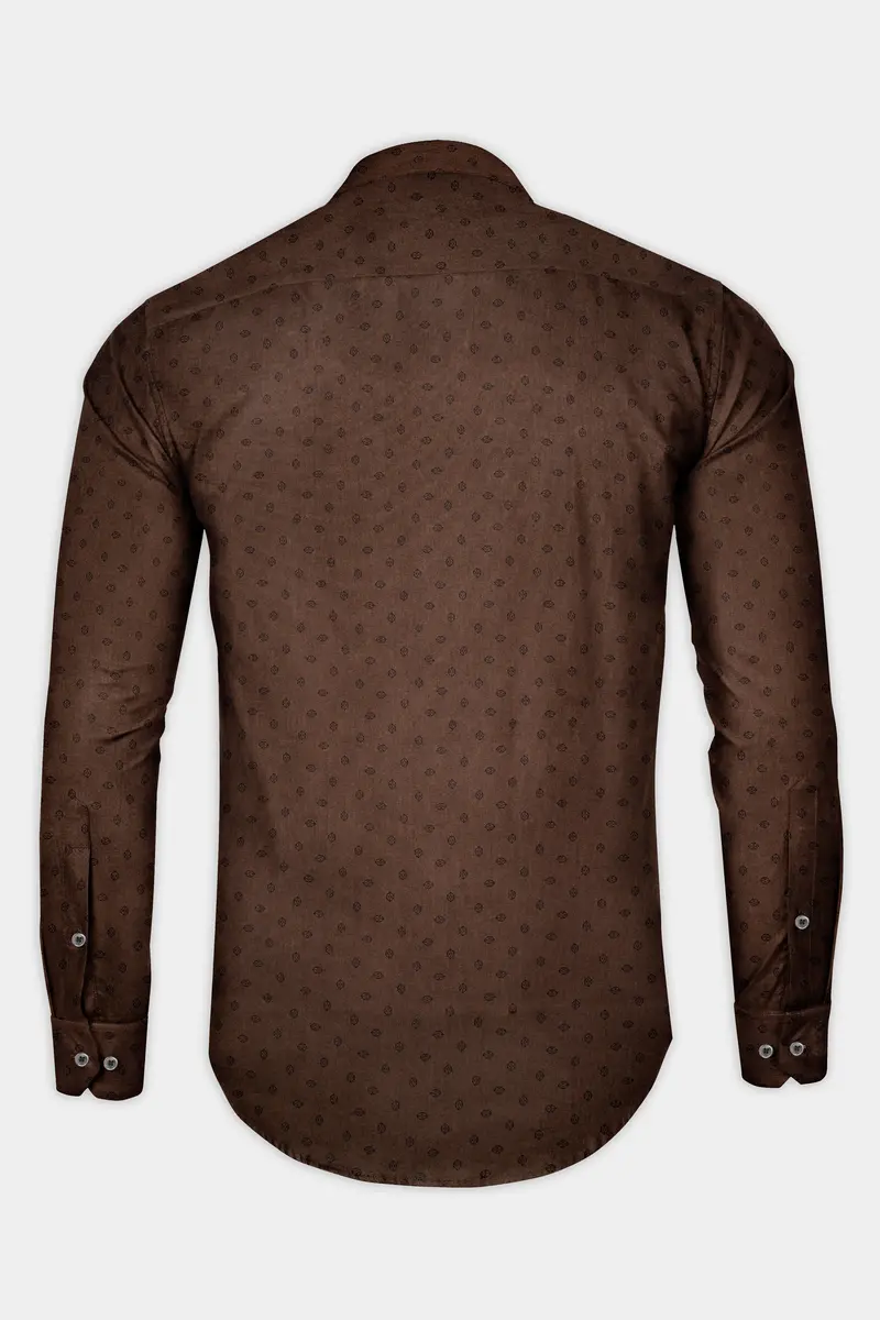 Lisbon Brown Twill Printed Premium Cotton Shirt 6