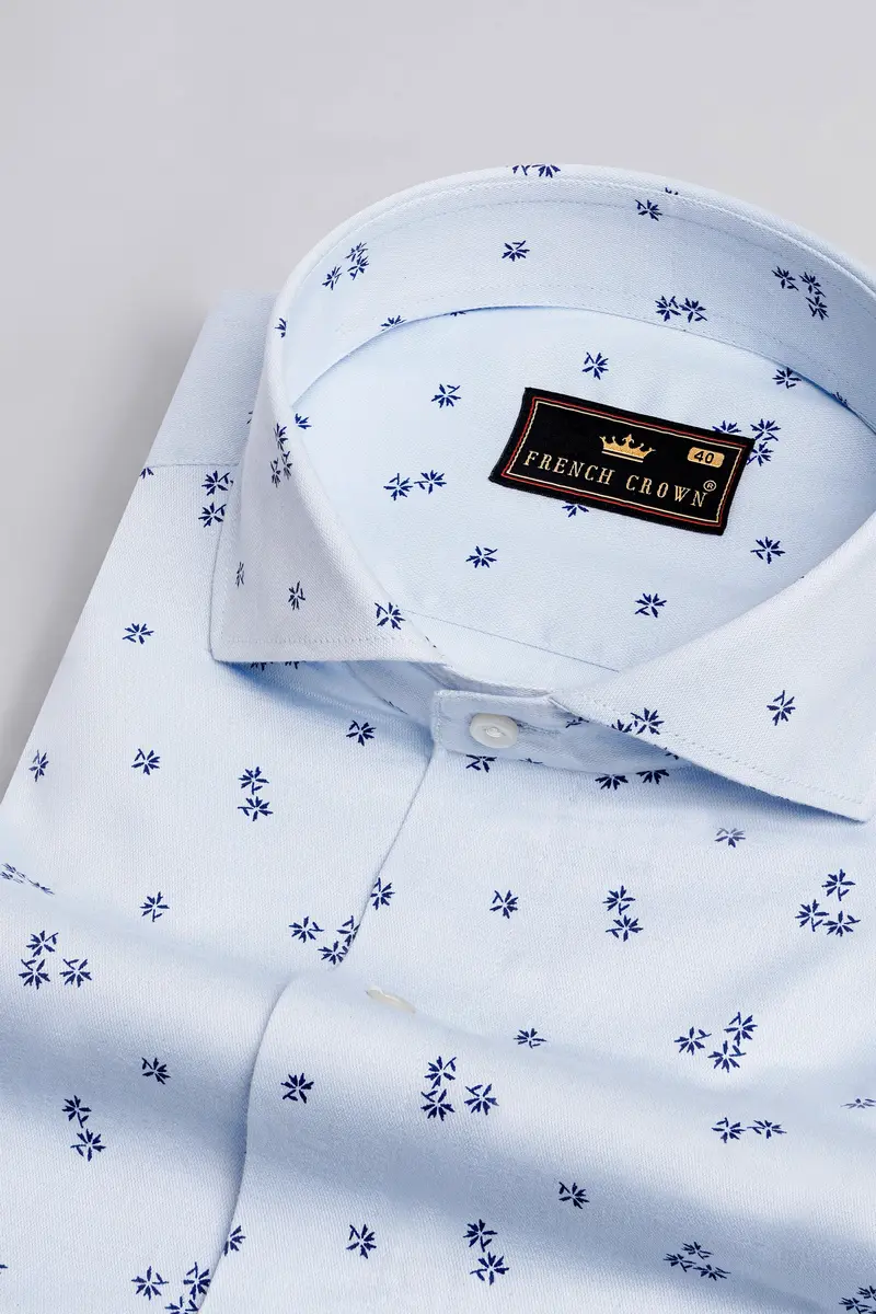 Loblolly With Cobalt Blue Dobby Textured Premium Giza Cotton Shirt 1