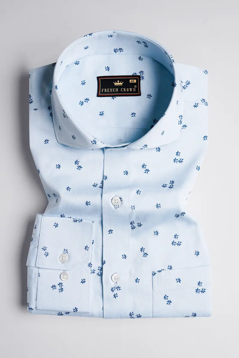 Loblolly With Cobalt Blue Dobby Textured Premium Giza Cotton Shirt 4